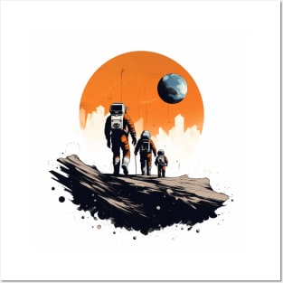 astronaut and child Posters and Art